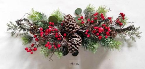 FESTAO NAVIDEÑO FOLLAJE CON PINOS Y FRUTOS ROJOS 70CM CENTRO DE MESA