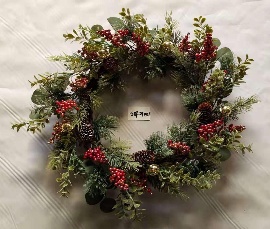 GUIRNALDA DE FOLLAGE NAVIDEÑO CON PINOS Y FRUTOS ROJOS 51CM