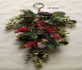 ACABAMENTO NAVIDEÑO FOLLAJE PINO Y FRUTOS ROJOS 55CM COLGANTE