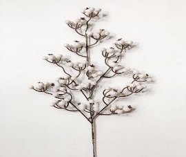 ACABAMENTO RAMA MARRON CON BLANCO FRUTOS PERLADOS 66CM