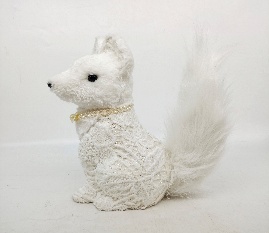 ARDILLA DECORATIVA NAVIDEÑA 19*17*28CM BLANCO CON DET.DORADO