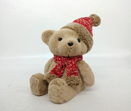 OSO DECORATIVO NAVIDEÑO 17*16*24CM MARRON CON ROJO