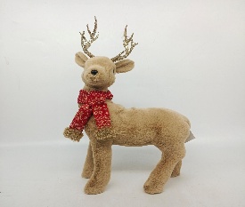 RENO DECORATIVO NAVIDEÑO 21*13*36CM MARRON CON ROJO