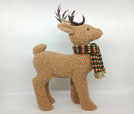 RENO DECORATIVO NAVIDEÑO PELUCIA PARADO MARRON 29*15*52CM BUFANDA XADRES