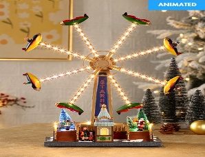 VILLA NAVIDEÑA RUEDA GIGANTE AVION CON LUZ 36,5*19*47,6 cm