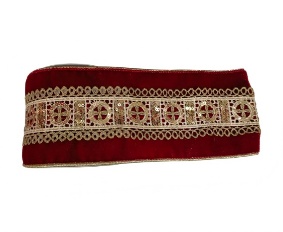 CINTA DECORATIVA NAVIDEÑA ROJO GAMUZADO CON DETALLES 8.9CM*9M