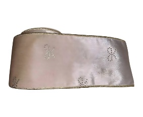 CINTA NAVIDEÑA CHAMPAGNE LISO CON LAZOS DELICADOS 6.3CM*9M