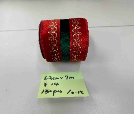 CINTA DECORATIVO 6.3CM*9M NAVIDEÑO ROJO CON VERDE AVELUDADO