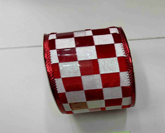 CINTA NAVIDEÑO DECORATIVO 6.3CM*9M CUADRILLE ROJO C/BLANCO