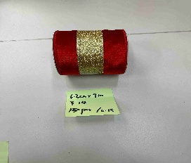 CINTA DECORATIVO 6.3CM*9M NAVIDEÑO ROJO CON DORADO AVELUDADO