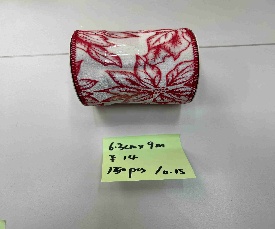 CINTA DECORATIVO 6.3CM*9M NAVIDEÑO ROJO CON DORADO AVELUDADO