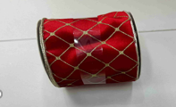 CINTA NAVIDEÑO DECORATIVO 6.3CM*9M ROJO CON DORADO