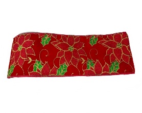 CINTA NAVIDEÑO DECORATIVO ROJO CON FLORES FEDERALES 6.3CM*9M