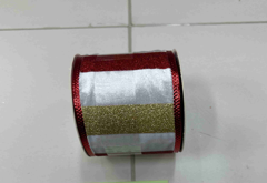 CINTA NAVIDEÑO DECORATIVO 6.3CM*9M ROJO CON DORADO