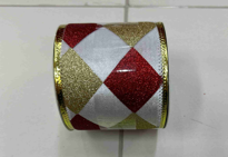 CINTA NAVIDEÑO DECORATIVO 6.3CM*9M ROJO CON DORADO