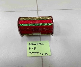 CINTA DECORATIVO 6.3CM*9M NAVIDEÑO ROJO COLORES MIXTOS