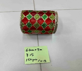 CINTA DECORATIVO 6.3CM*9M NAVIDEÑO ROJO COLORES MIXTOS