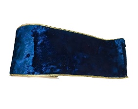 CINTA NAVIDEÑA DECORATIVA AZUL REAL AVELUDADO CON DORADO 6.3CM*9M