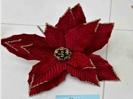 FLOR DECORATIVO NAVIDEÑO ROJO CON PINO 32CM