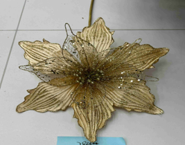 FLOR DECORATIVO NAVIDEÑO DORADO 28CM