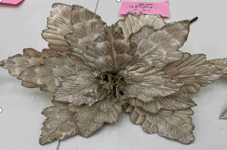 FLOR DECORATIVO NAVIDEÑO CHAMPAGNE 34CM