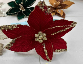 FLOR NAVIDEÑO DECORATIVO 29CM ROJO CON DETALLE DORADO