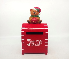 BUZON DECORATIVO NAVIDEÑO CON OSO LATAO 13.5*13*30CM