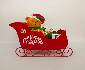 TRINEO CON OSO DECORATIVO MERRY CRHISTMAS DE LATA 27*12*24.5CM