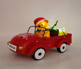 CARRO CON OSO NAVIDEÑO CON LUZ DECORATIVO LATAO 26.5*13.5*16.5CM
