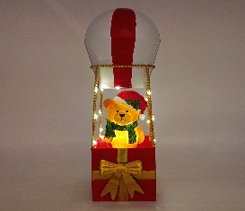 GLOBO AEREO CON OSO DECORATIVO NAVIDEÑO CON LUZ 12*12*34CM