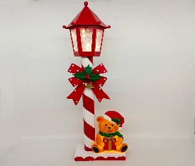 POSTE FAROL CON LUZ DECORATIVO CON MOÑO OSO CON LUZ 19.5*13*56CM