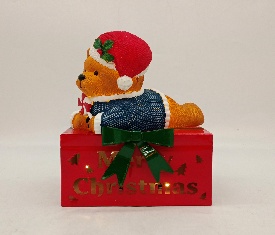 CAJA CON OSO NAVIDEÑO CON LUZ DECORATIVO LATAO 15*15*20.5CM