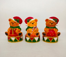 DECORATIVO NAVIDEÑO OSO CON TAMBOR DE HIERRO 11.5*10.5*19.5CM MODELOS MIXTOS