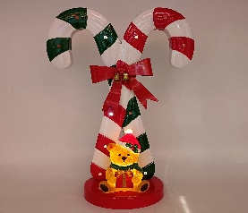 BASTON DECORATIVO NAVIDEÑO OSO CON LUZ 25.5*14*37.2CM