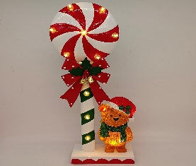 POSTE PIRULITO OSO CON LUZ DECORATIVO NAVIDEÑO 20*8.5*47.5CM