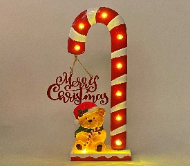 BASTON DECORATIVO NAVIDEÑO OSO CON LUZ 16*10.5*46.5CM MERRY CHRYTMAS