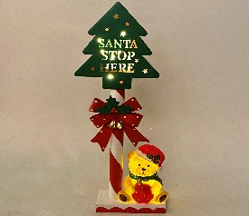 POSTE ARBOL DECORATIVO NAVIDEÑO CON OSO LUZ 21.5*9.5*54CM