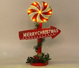 POSTE PIRULITO CON LUZ DECORATIVO NAVIDEÑO 25*14*52CM