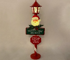 POSTE FAROL CON LUZ PAPA NOEL CON PLACA DECORATIVO NAVIDEÑO 25*15*90CM