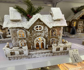 CASA DE MADERA NAVIDEÑO CON LUZ RUSTICO DECORATIVO 21*10*26CM