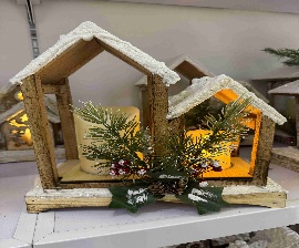 CASA DE MADERA NAVIDEÑO CON LUZ RUSTICO DECORATIVO 27*13*29CM