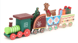 DECORATIVO NAVIDEÑO TREN 4BAGONES DE MADERA 20CM