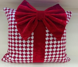 FUNDA PARA ALMOFADA 43*43CM NAVIDEÑO ROJO CUADRILLE CON MOÑO