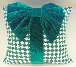 FUNDA PARA ALMOFADA 43*43CM NAVIDEÑO VERDE CUADRILLE CON MOÑO