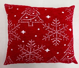 FUNDA PARA ALMOFADA 44*44CM NAVIDEÑO ROJO AVELUDADO CON DISEÑO