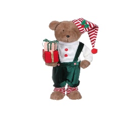 NAVIDEÑO DECORATIVO OSO CON GORRA Y REGALOS AVELUDADOS 52CM