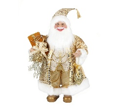BONECO PAPA NOEL ROPA DORADA DECORATIVO NAVIDEÑO 60CM