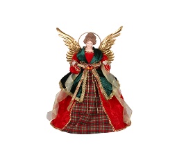 PUNTERA PARA ARBOL NAVIDEÑO ANGEL VERDE CON ROJO 40CM