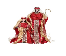 SAGRADA FAMILIA DECORATIVO NAVIDEÑO DORADO CON ROJO 40CM
