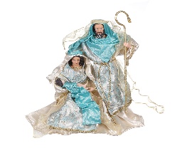 SAGRADA FAMILIA DECORATIVO NAVIDEÑO DORADO CON celeste 40CM